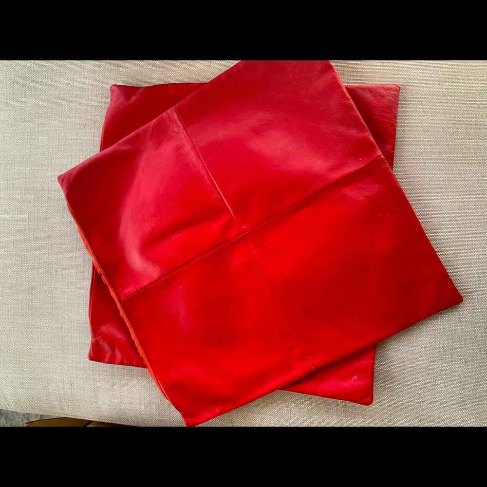 CRATE & BARREL Red LEATHER pillow covers